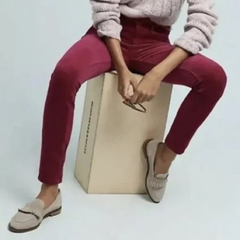 Anthropologie Pilcro Skinny Corduroy High-Rise Magenta Dark Pink Jeans EUC Sz 30